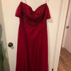 Red Sequenced Long Dress